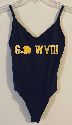 PINK Womens WVU Collegiate Blue XS Lightweight Sleeveless Bodysuit NWT! 2393