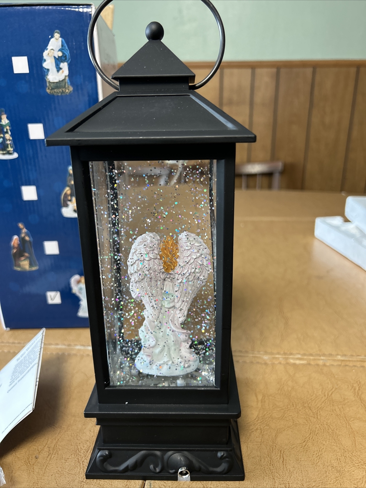 Eldnacele Christmas Snow Angel Globe Lantern w/ Music Lighted Glitter ...