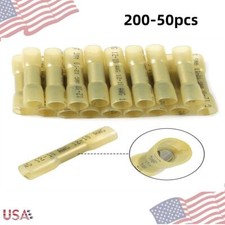 50-200x Yellow Gauge 12-10 AWG Heat Shrink Butt Connectors Wire Terminals Crimp
