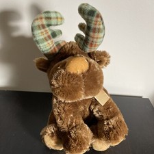 Russ Marty the Moose 12  Plush Toy Plaid Flannel Antlers/Russ