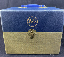 Baia Case EMPTY for Movie Editor Tan/Navy 10.5Wx9Hx8"Deep Hard Sided Vintage