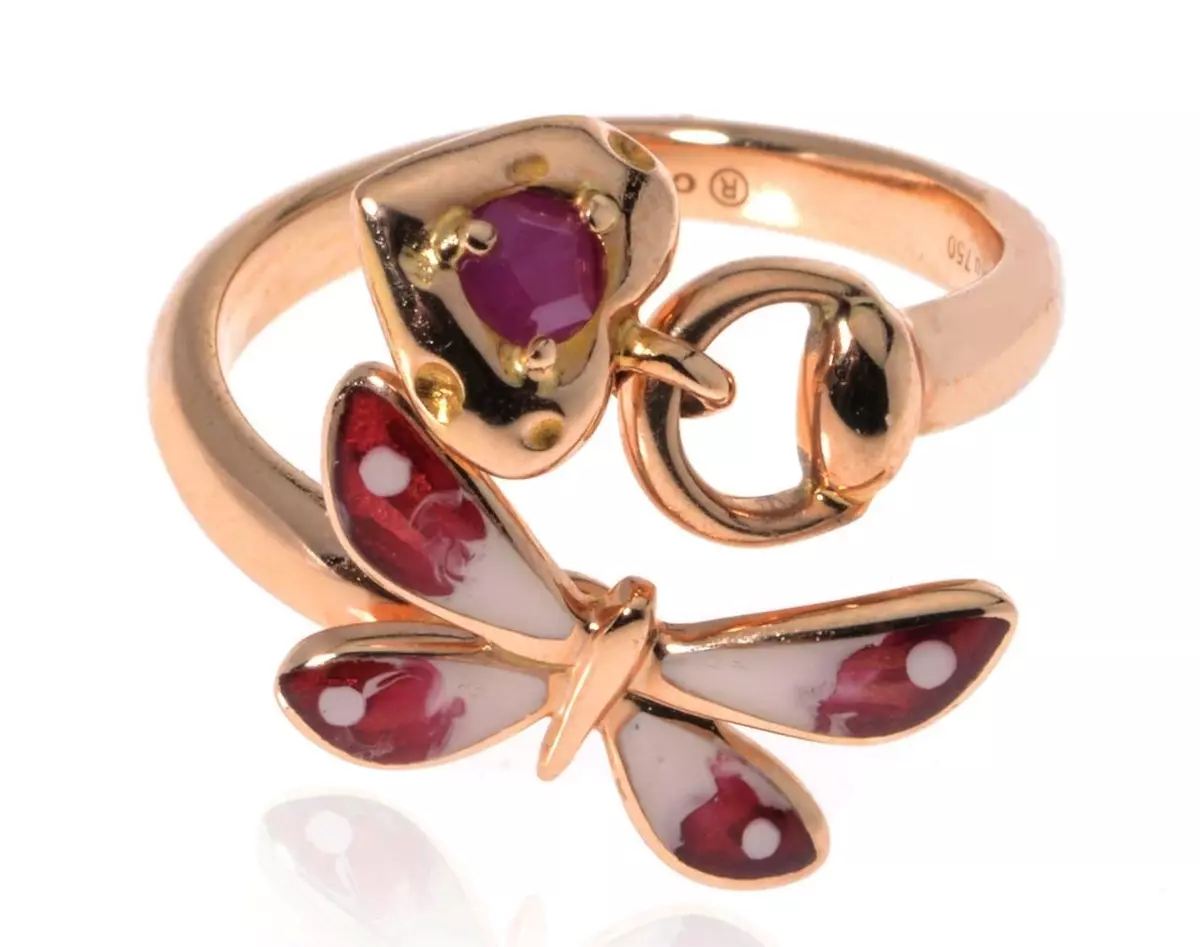 New Genuine GUCCI 18k Rose Gold And Ruby Flora Ring Size 7.5 eBay