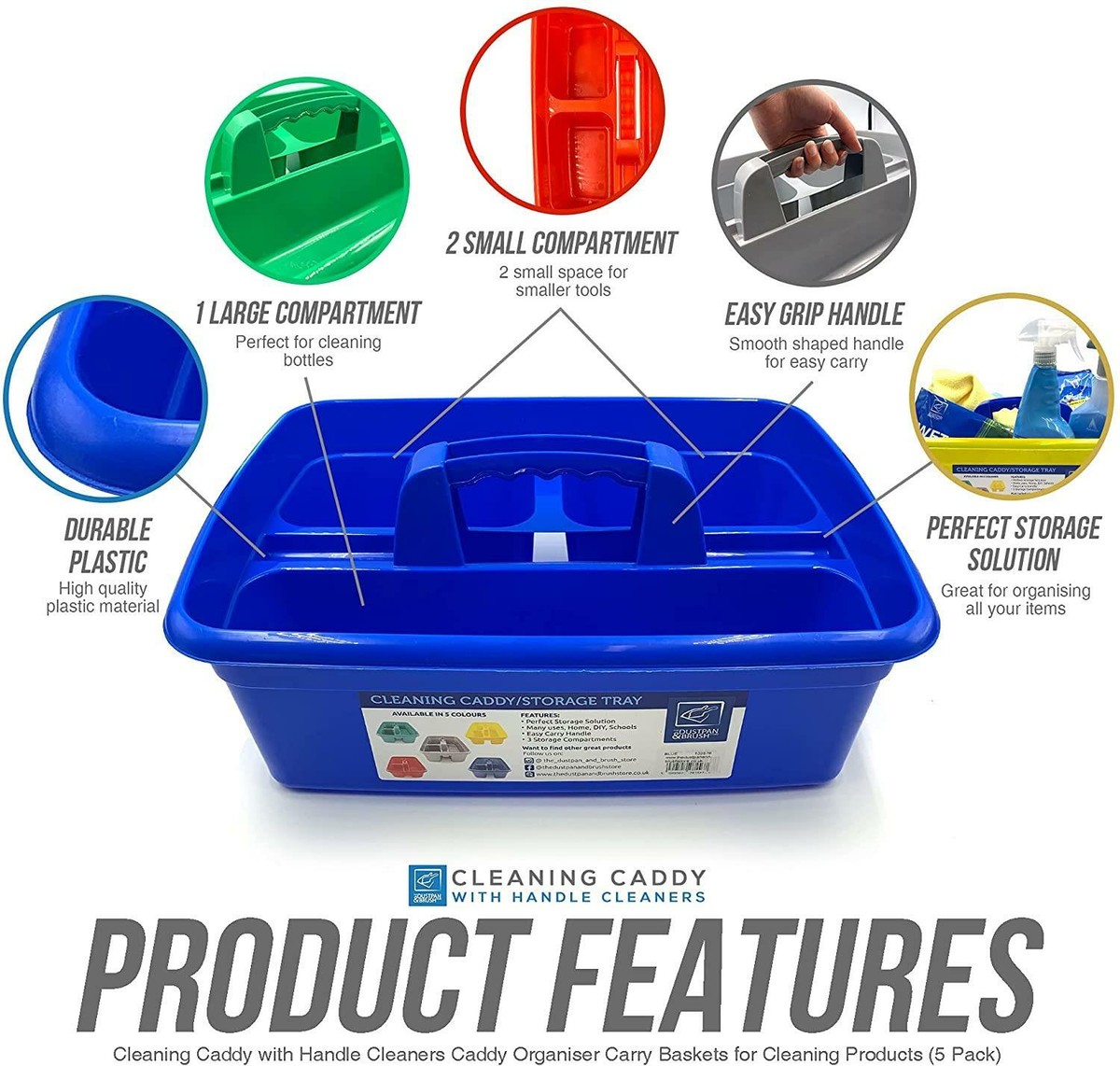 Cleaning Caddy Tray Box Housekeeping Cleaners Tote Tray Basket With Ha – Store - Foto 6