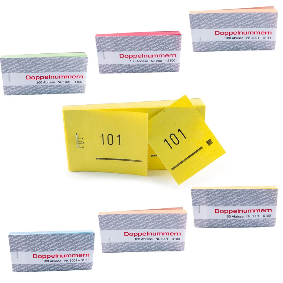 WOLF & APPENZELLER Doppelnummern-Block je 1000 Farb- und Ziffernauswahl ideal als Garderobenmarken