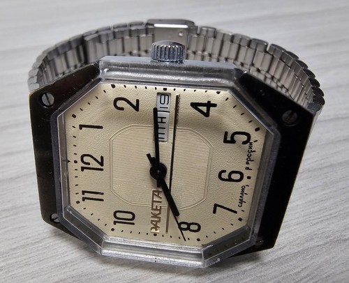 Orologio da polso uomo russo ottagonale RAKETA Star Wars 2628.H giorno e data - Foto 16 di 17