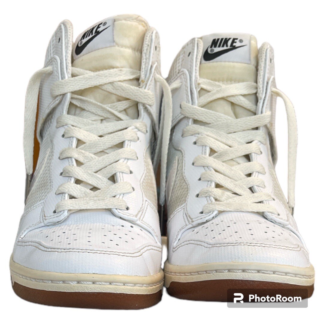 SAOLA Nike Dunk Sky Hi zeppa nascosta tacco suola gomma bianco 579763 100 donna 8 5