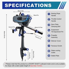 2-Stroke 3.5HP Outboard Motor Fishing Boat Engine Water Cooling CDI Heavy Duty