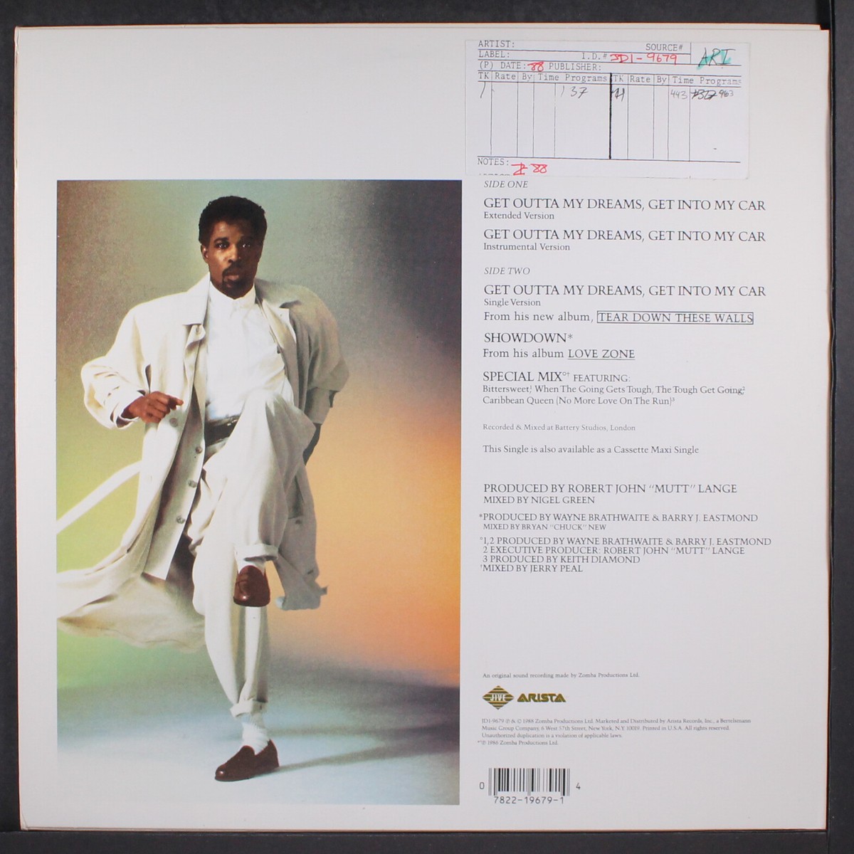 BILLY OCEAN: get outta my dreams, get into my car (5 mixes) JIVE