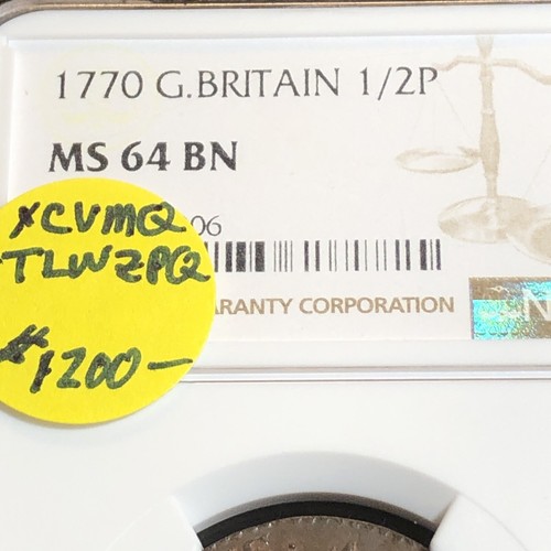 1770 great britain half penny Ngc Ms 64 Unbelievable Eye Appeal Pink Purple Blue - Picture 8 of 24