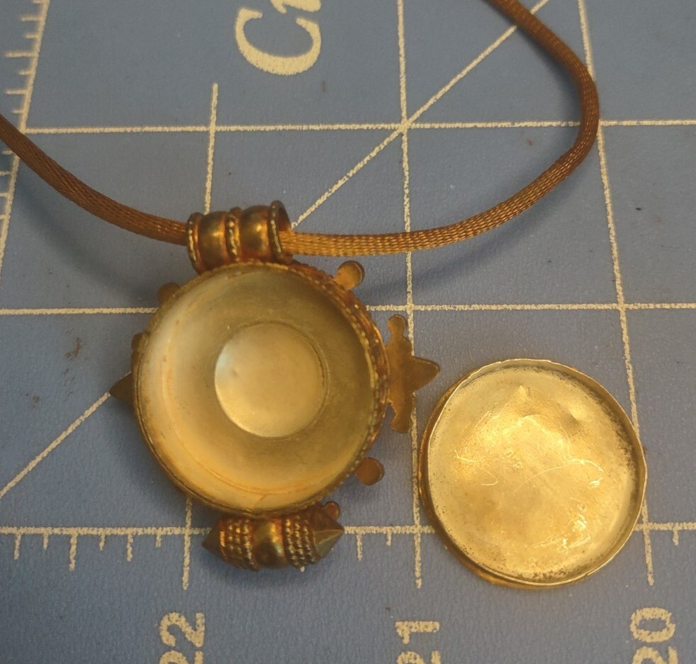 Ruby Emerald Mandala Locket Adjustable Cord Gold … - image 6