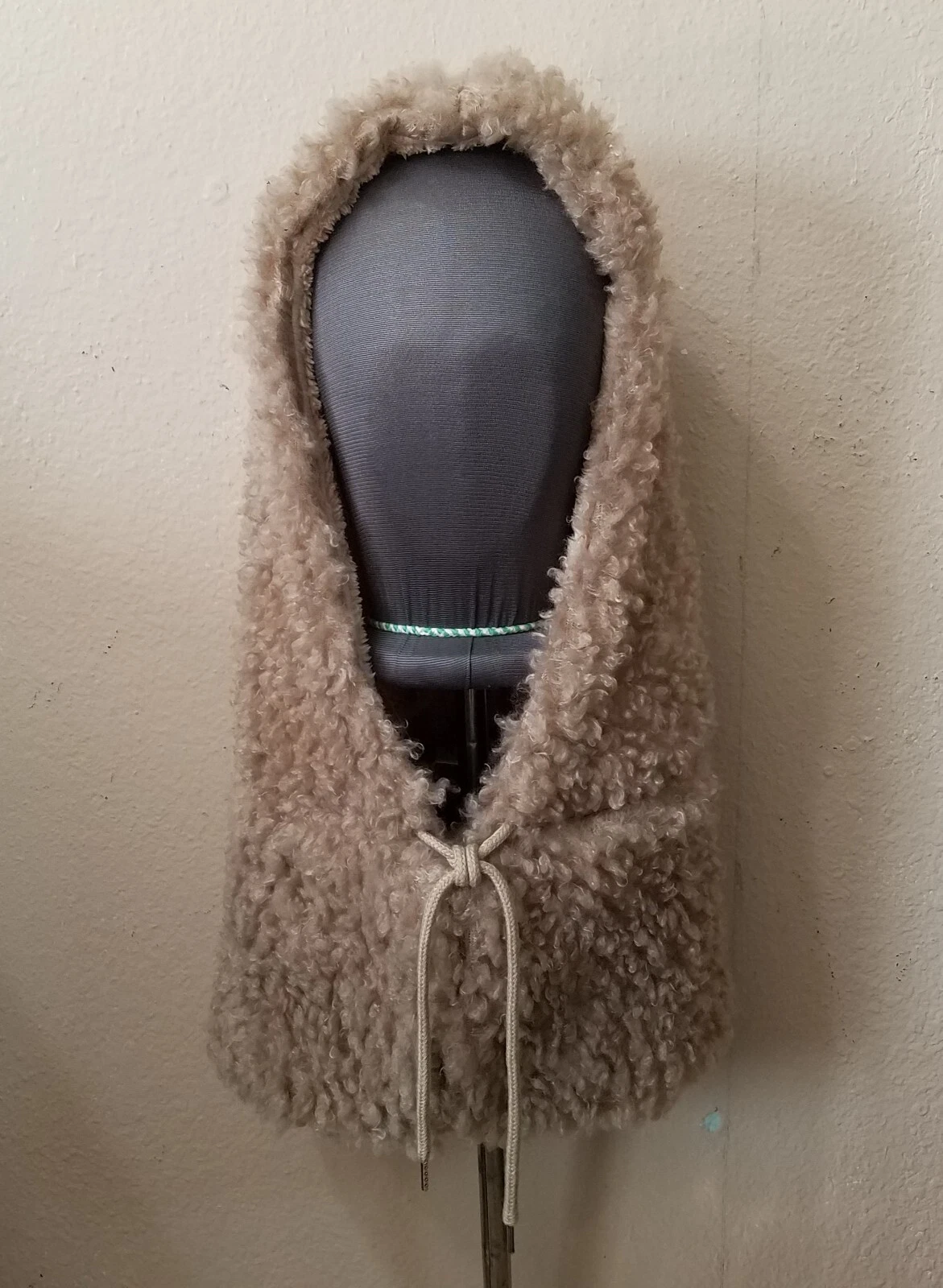 Fadovo Beige Hooded Scarf Knit Hoodie Scarves Women Cowl Head Scarf Fleece X369