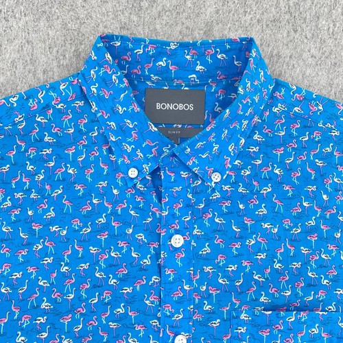 Chemise Bonobos Homme – Bleu/Blanc – Slim Fit – Manches Longues – Taille XL