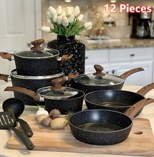 12 Pieces Kitchen Pots & Pans Set Nonstick Co...