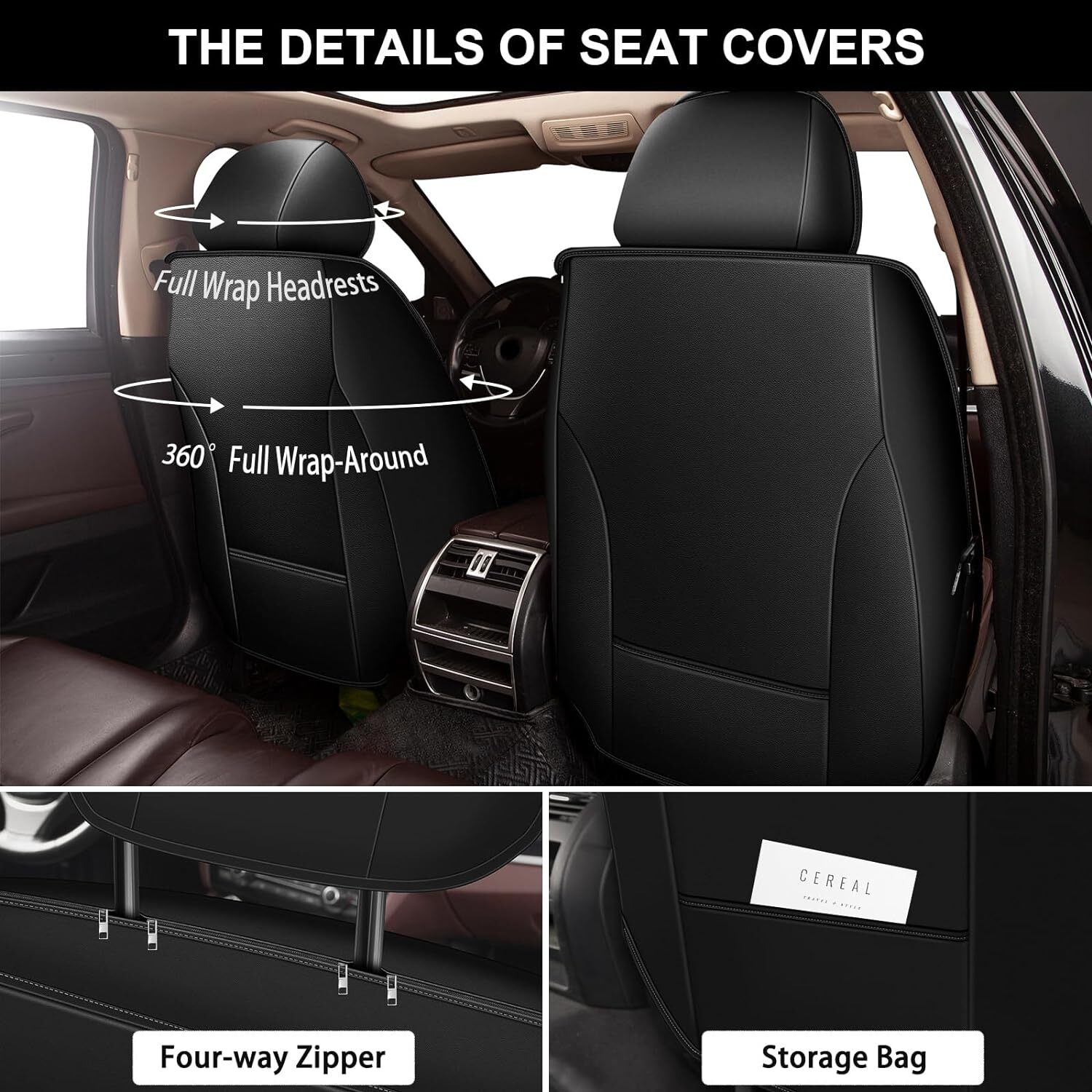 Car 5Seat Covers For NISSAN Rogue 20102023 Faux Leather Full Set