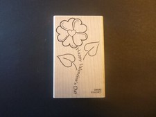 Happy Valentine's Day Flower - Wood Mounted Rubber Stamp