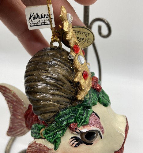 Katherine's Collection rote Fischlippen Ornament Weihnachtsbaum Gold Krone Glitzer - Bild 7 von 13