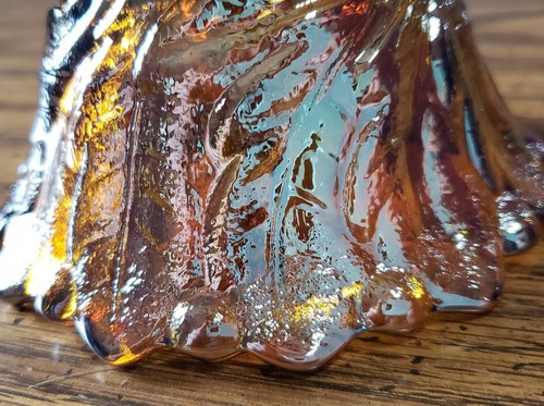 Indiana Glass Candle Holder - Iridescent Gold Wild Rose #7 - Picture 6 of 7
