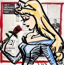 CORBELLIC EXPRESSIONISM 12X12 PRINCESS ROSES HANDMADE SIGN COLORFUL ART PAINTING