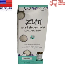 Zum Indigo Wild Wool Dryer Balls Sea Salt Aroma Blend 8.5oz Natural Exp 05/2028