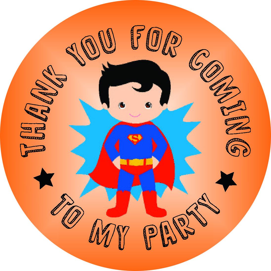 X35 Superhero Thank You Stickers - Birthday Party Favors For Kids (Batman, Spiderman, Superman, Captain America)
