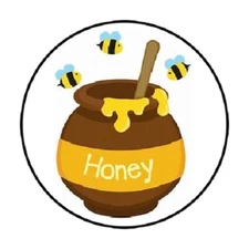 48  HONEY JAR BEES.  ENVELOPE SEALS LABELS STICKERS 1.2" ROUND