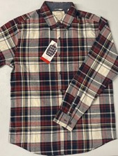 Weatherproof Vintage Mens Plaid Long Sleeve Button Down MEDIUM Flannel Shirt RED