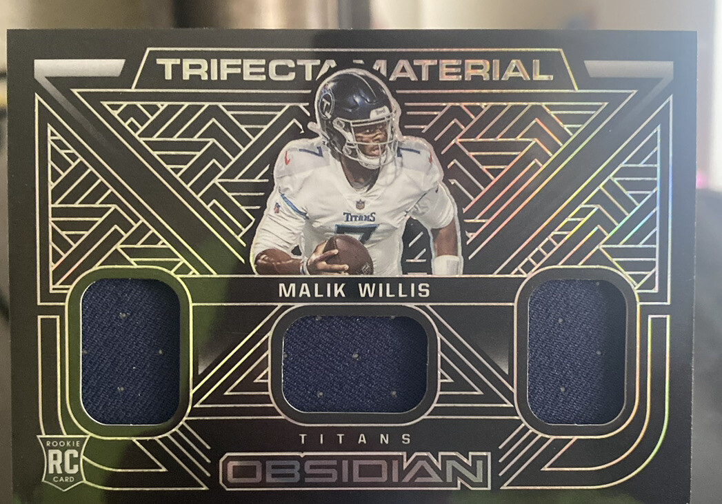 Malik Willis 2022 Obsidian Football Rookie Trifecta Material #102/125 Titans