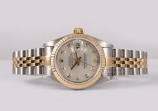 Rolex Lady Datejust 26mm No Hole Two Tone Steel 18k Fluted-Silver Diamond Dial 5