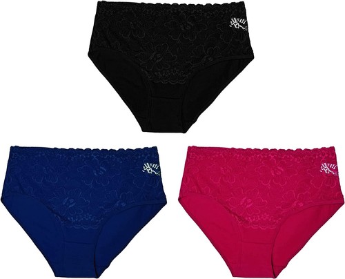 Trifolium Middle High Waist French Knickers Floral Lace Front Cotton Underpants - Picture 18 of 95