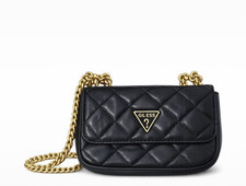 GUESS Damen Schultertasche Schwarz gesteppt R...