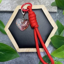 5 Corded Phone Keychain Lanyard Wristlet Glitter Heart Charm Free Ship D1593
