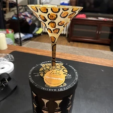 Lolita Leopardtini Hand Painted Recipe On The Bottom Martini Glass Retired