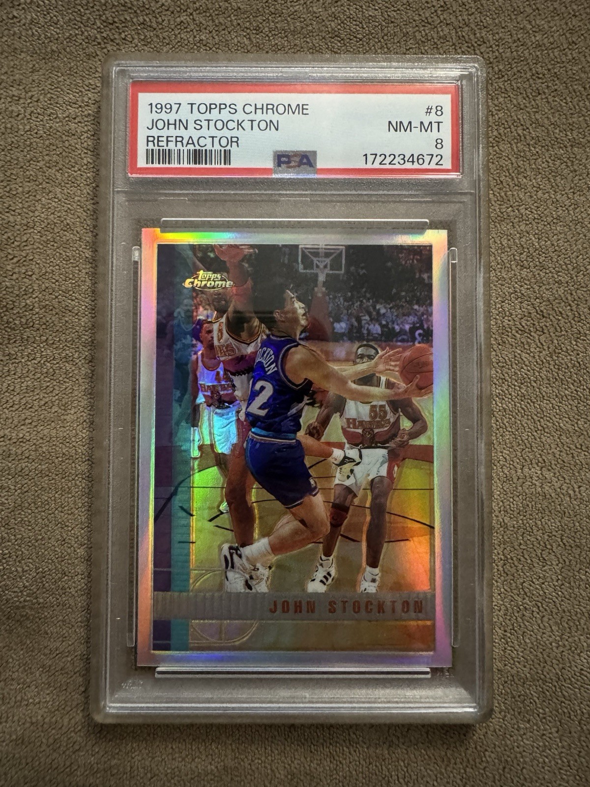 1997 Topps Chrome John Stockton Refractor PSA 8 #8