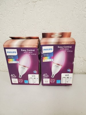 *2* Philips B12 LED Smart WiFi Color-Changing E26 Base WiZ Bluetooth Light Bulb