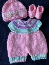 HAND KNITTED DOLLS CLOTHES -  OUTFIT FOR 11” - 12”REBORN, OOAK, BABY DOLL, TEDDY