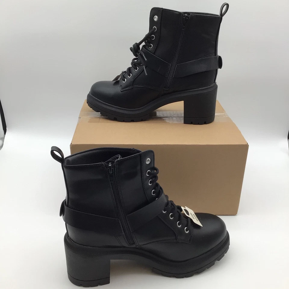 Botas de Combate Moto Negras NO LIMITS para Mujer Ancho Ancho Talla 10 Suela Nuevas Foto 2 de 4