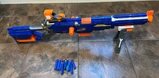 NERF N-Strike CS-6 Longstrike Dart Blaster w/ tripod scope barrel darts Works