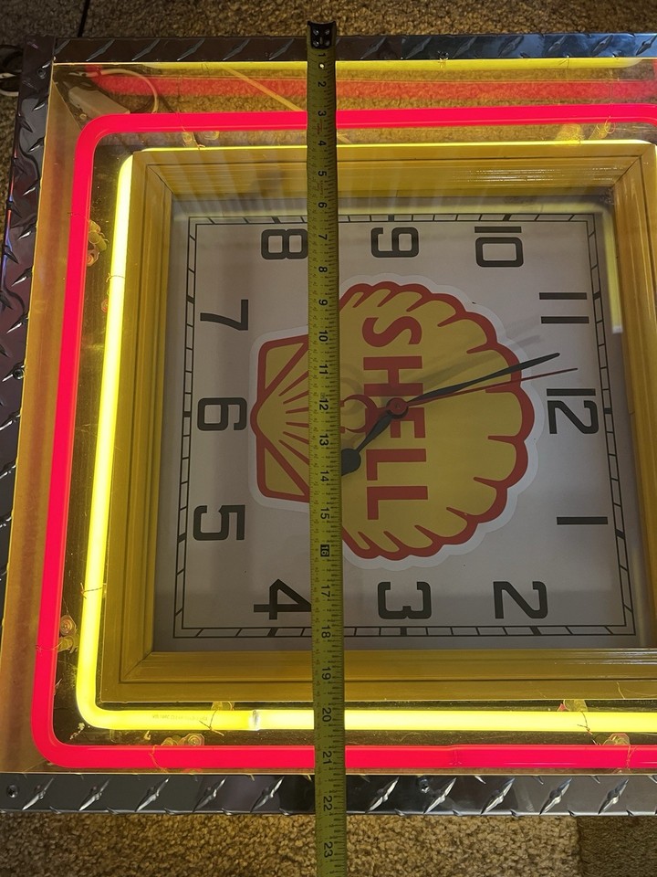 Neon Shop/Advertising Clock With Shell Gas And Oil Branding | eBay
