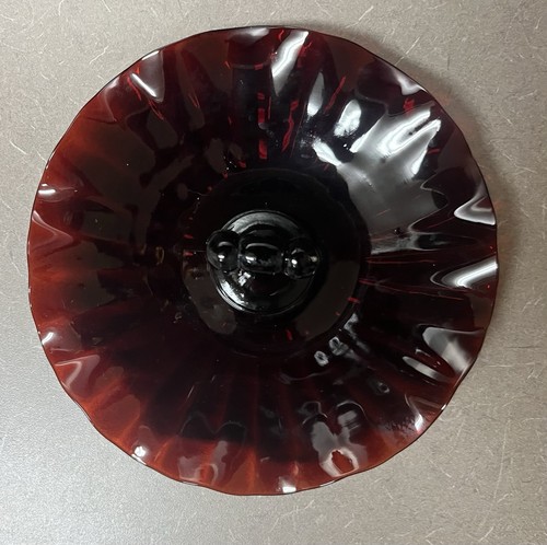 Vintage Anchor Hocking Glass Tidbit Tray Royal Ruby Red Center Handled Plate - Picture 2 of 3