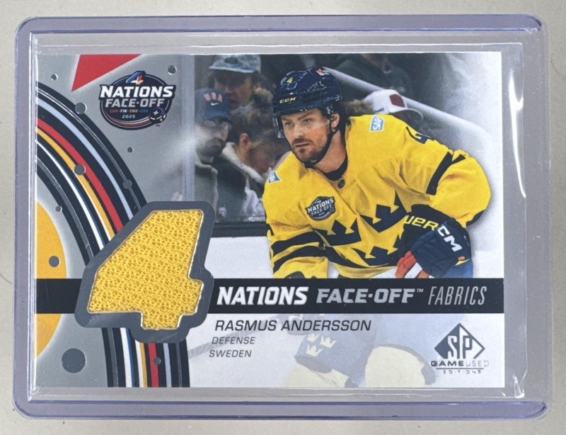 Rasmus Andersson 2025 Upper Deck SP Game Used 4 Nations Face-Off Fabrics Patch