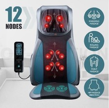 Full Body 12 Modes Neck Back Massager Shiatsu Massage Chair Car Seat Cushion BL