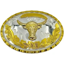 Silver Gold Large Bull Belt Buckle Rancher Cowboy Western Fashion Buckle