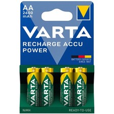 Varta AA Rechargeable Batteries 2600 mAh Mignon HR6 NiMH Ready2Use 4-Pack New