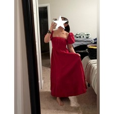 Reformation Marella Linen Dress Midi Red Size 2