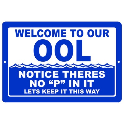 Funny Swimming Pool Sign Metal Tin Sign Indoor Outdoor No P Pee in Pool OOL S...