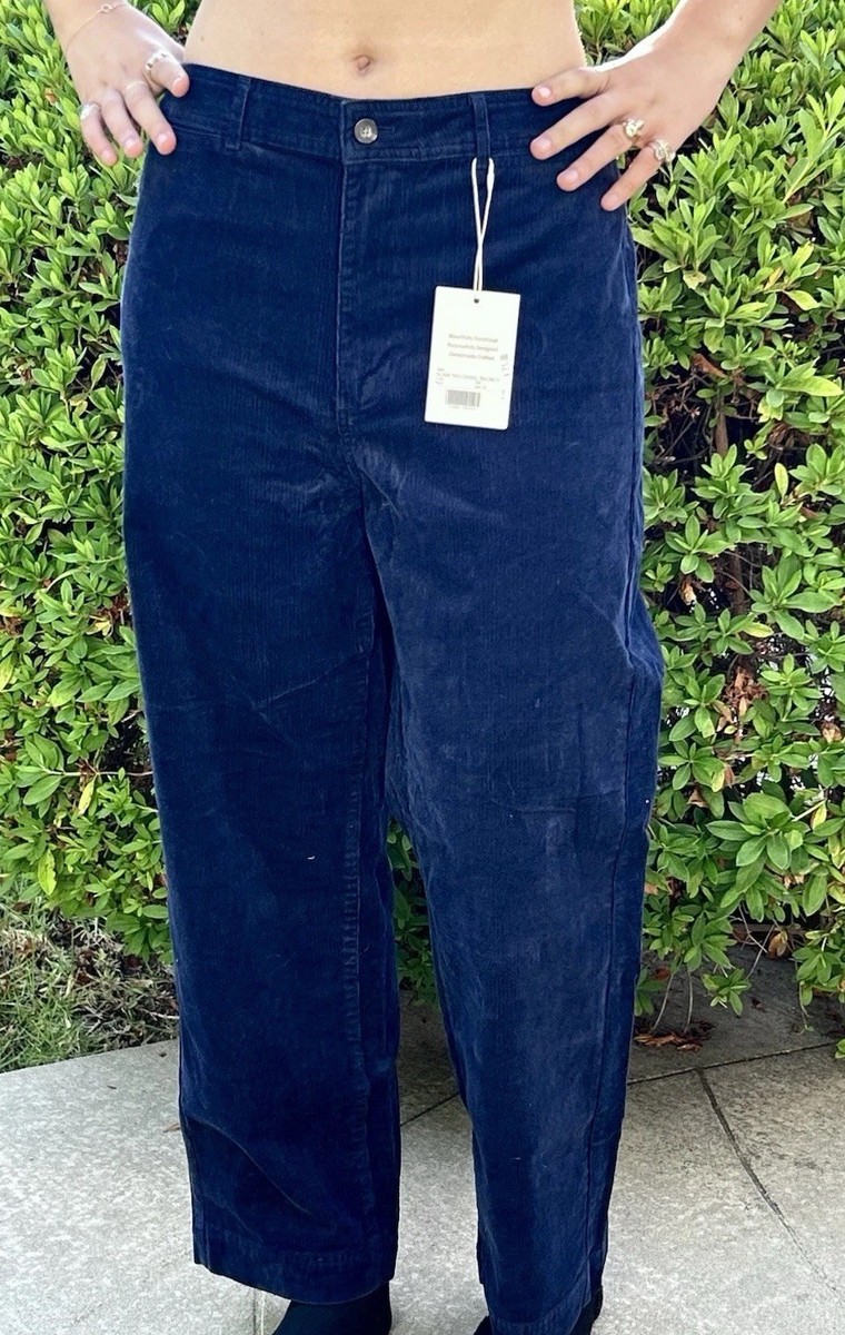 NWT Everlane 10 100% Organic Cotton Corduroy Sailor Pants Navy NEW
