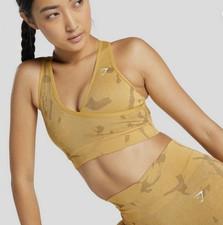 Gymshark Adapt Camo Seamless Sports Workout Support Bra M Savannah Yellow Camo