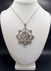 Vintage Mod Pendant Necklace Textured / Shiny Silver Tone 20” Chain — photo 1
