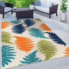 Rugshop Outdoor Rugs 5x7 Seville Floral Leaves Indoor Outdoor Carpet Patio Rugs