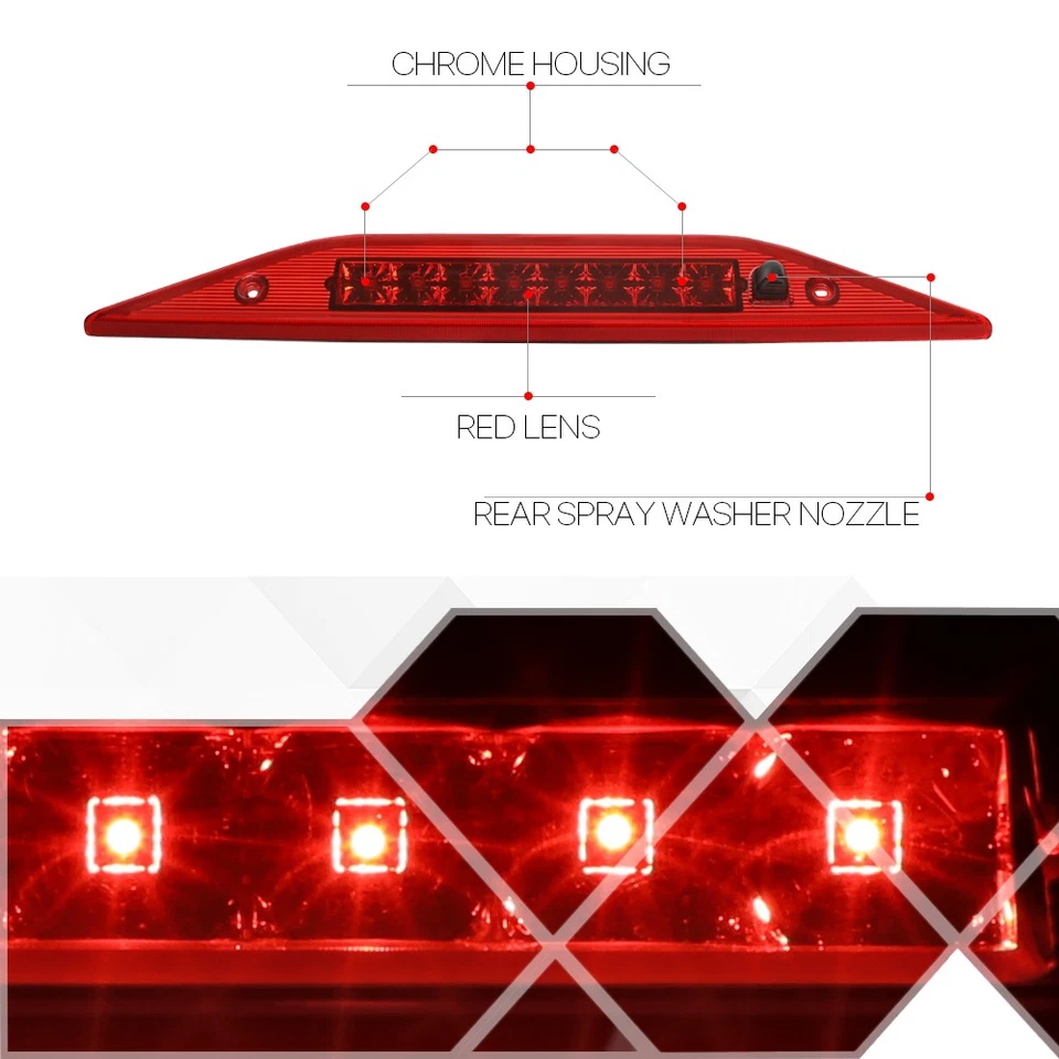 Se adapta a Freestyle 2005-2009 [cromo/rojo] tercera luz de freno LED con boquilla de lavadora Foto 2 de 4